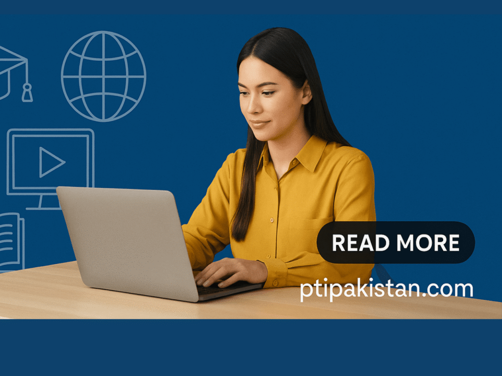 Beautiful girl working remotely on a laptop – Top 10 Remote Jobs Without Experience 2025 – ptipakistan.com